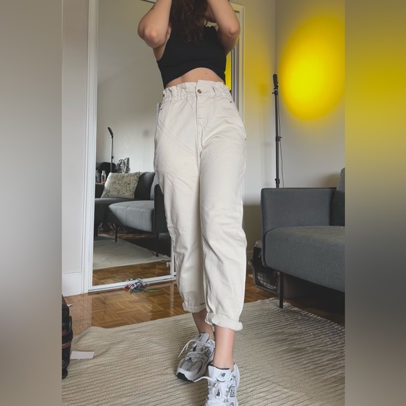 Zara mom style jeans beige + white - Picture 2 of 4